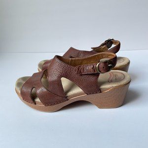 Dansko Strappy Leather Chunky Faux Wood Sandals